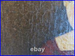 Adorable Vintage Mary Beth Baxter Folk Art PAINTING Americana Girl Oil Painting
