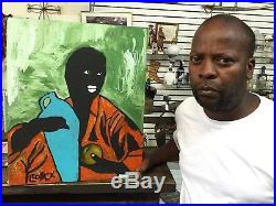 African American Folk Art ORIGINAL Painting by Leon Collins-The Nag, 2017