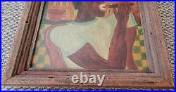 African American Folk Art Painting Vintage 1940's Oil On Board Framed