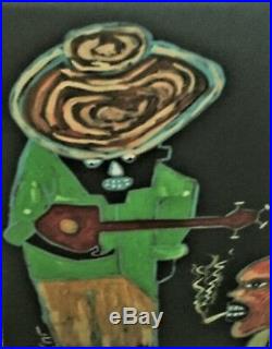 African American Folk Art Painting by Leon CollinsGiclee of Banjo Man 8X10