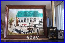 African American Outsider Folk Art Oil Painting Southern Island Farm Animals