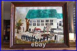 African American Outsider Folk Art Oil Painting Southern Island Farm Animals