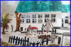 African American Outsider Folk Art Oil Painting Southern Island Farm Animals
