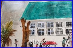 African American Outsider Folk Art Oil Painting Southern Island Farm Animals