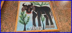 African Folk Art Painting of Wildebeest