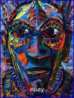 African Mask Oil? Painting? Realism Art? Signed Vintage Original? Expressionist Pop