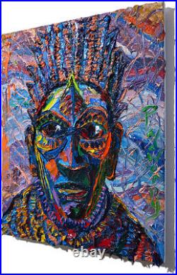 African Mask Oil? Painting? Realism Art? Signed Vintage Original? Expressionist Pop
