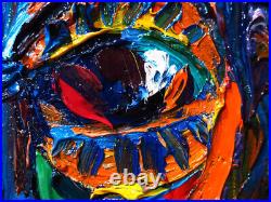 African Mask Oil? Painting? Realism Art? Signed Vintage Original? Expressionist Pop