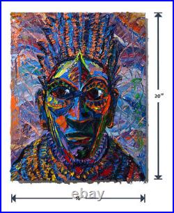 African Mask Oil? Painting? Realism Art? Signed Vintage Original? Expressionist Pop