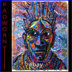 African Mask Oil? Painting? Realism Art? Signed Vintage Original? Expressionist Pop