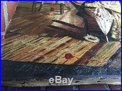 After Harry Roseland Large Oil Painting O/C Folk Art Black Fortune Teller Genre