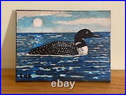 Alan Lofsness Acrylic Painting LOON Art 11 x 14 FREE Shipping