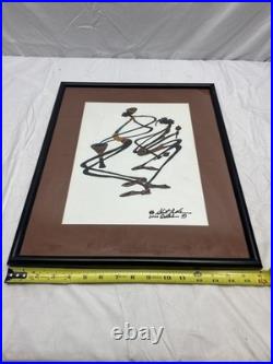 Albert Ndlela Original African Folk Art Painting 2006 Signed Framed Figures