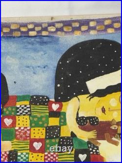 Allison Lee Merriweather Original Painting 13x11 Outsider Folk Art Cats Quilt