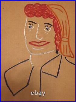 Alva Gene Dexhimer Folk Art Outsider Vintage #4 Red Haired Lady