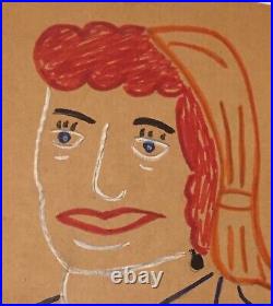 Alva Gene Dexhimer Folk Art Outsider Vintage #4 Red Haired Lady