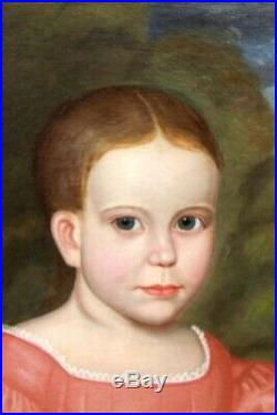 Amazing 19th Century American Folk Art Oil Painting Of A Little Boy