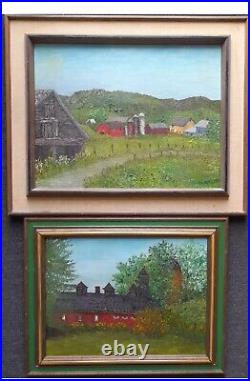 America Folk/outsider Art 2 Oils 1976 Exhibited Mma Massachusetts/vermont Signed