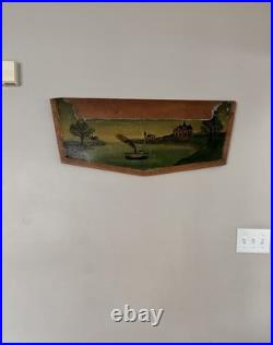 American Antique Oil on Board Folk Art Painting Steamship Harbor 19th Century