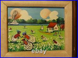 American FOLK ART PAINTING Beatrice Smith Southern River Boat cotton picking