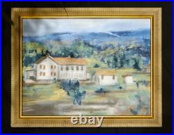 American Folk Art Painting Landscape Blue Ridge Mountain Framed Signed Max Kravt
