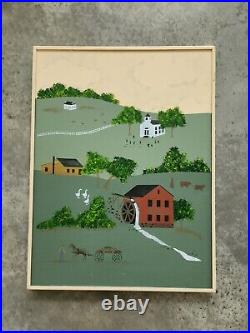 American Folk Art Painting On Board 24 X 18 Inches farmyard