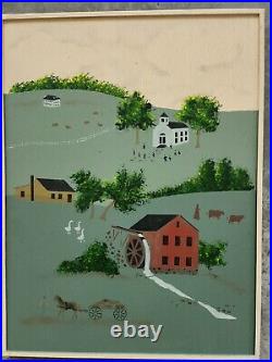 American Folk Art Painting On Board 24 X 18 Inches farmyard