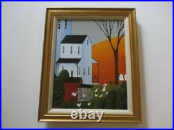 American Folk Art Painting Whimsical Estate Country Landscape Charming Listed