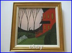 American Folk Art Painting Whimsical Estate Country Landscape Charming Listed