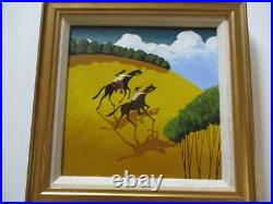 American Folk Art Painting Whimsical Estate Country Landscape Charming Listed