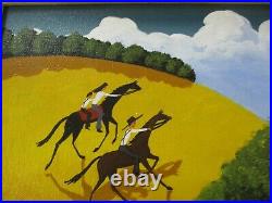 American Folk Art Painting Whimsical Estate Country Landscape Charming Listed