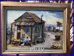 American Folk Artist Rhoda B Stokes (1902-1988) 5x7 Oil Painting Framed