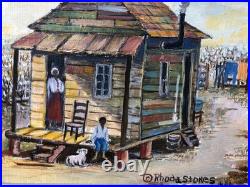 American Folk Artist Rhoda B Stokes (1902-1988) 5x7 Oil Painting Framed