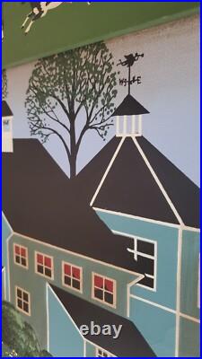 American Folk Painting Custom Art Frame Signed Huntington Canvas Country Cows American Folk Painting Custom Art Frame Signed Huntington Canvas Country Cows