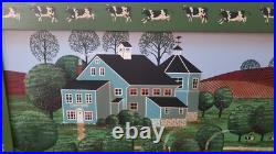 American Folk Painting Custom Art Frame Signed Huntington Canvas Country Cows American Folk Painting Custom Art Frame Signed Huntington Canvas Country Cows