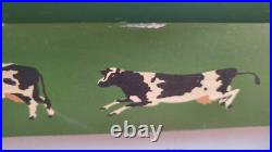 American Folk Painting Custom Art Frame Signed Huntington Canvas Country Cows American Folk Painting Custom Art Frame Signed Huntington Canvas Country Cows