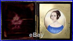 American Portrait Miniature by Mrs. Moses B Russell Folk Painting c1840