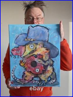 Americana Animal Outsider Painting LRG Graffiti Folk Abstract Canvas Whimsical