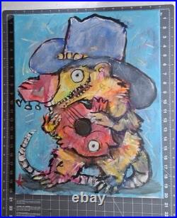 Americana Animal Outsider Painting LRG Graffiti Folk Abstract Canvas Whimsical