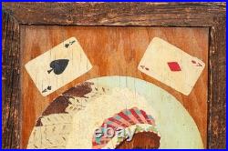 Americana Folk Art Native American Indian Chief Playing Cards Portrait Painting