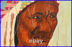 Americana Folk Art Native American Indian Chief Playing Cards Portrait Painting