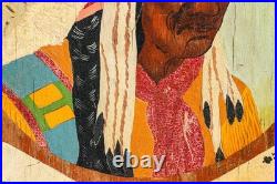 Americana Folk Art Native American Indian Chief Playing Cards Portrait Painting