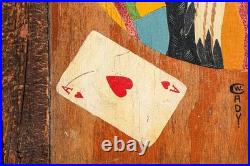Americana Folk Art Native American Indian Chief Playing Cards Portrait Painting