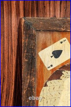 Americana Folk Art Native American Indian Chief Playing Cards Portrait Painting
