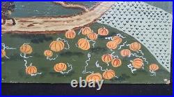 Americana Folk Art Style Primitive Oil Painting Pumpkin Patch 16
