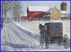 An Amish Farm Orig. Matted Watercolor and Gouache by Penna Artist David Young