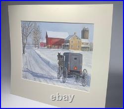 An Amish Farm Orig. Matted Watercolor and Gouache by Penna Artist David Young