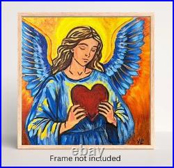 Angel Heart Inspirational Expressionist Art Acrylic 12x12 Canvas VLP Original