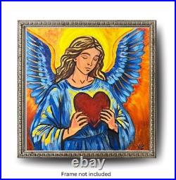 Angel Heart Inspirational Expressionist Art Acrylic 12x12 Canvas VLP Original