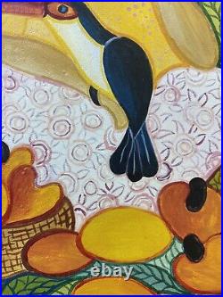 Anke VTG Naive Folk Brazil Female Workers Potter Genre Toucan Landscape Painting Anke VTG Naive Folk Brazil Female Workers Potter Genre Toucan Landscape Painting